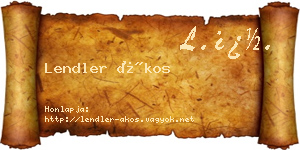 Lendler Ákos névjegykártya